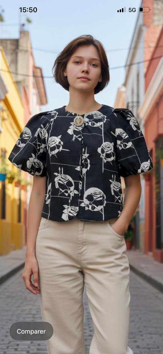 Veste manches ballon noire