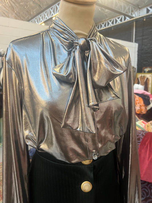 Silver lavallière blouse