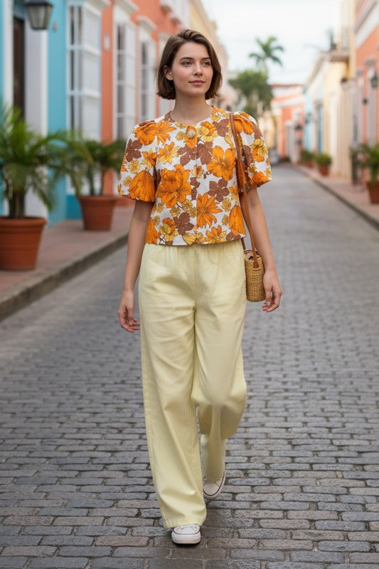 Veste manches ballon orange