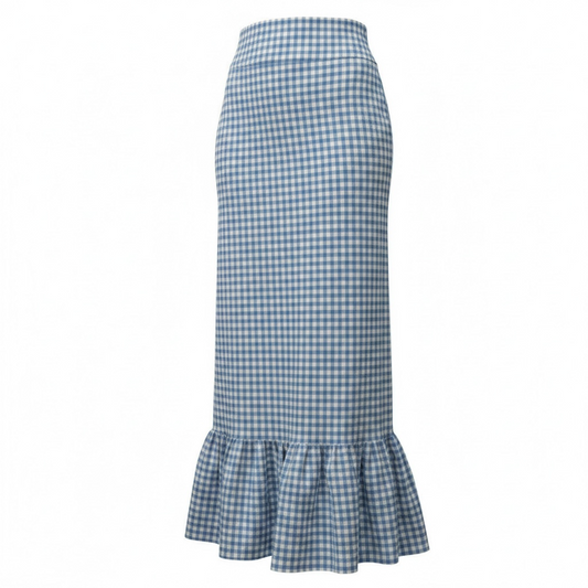 Malo jupe crayon vichy bleue
