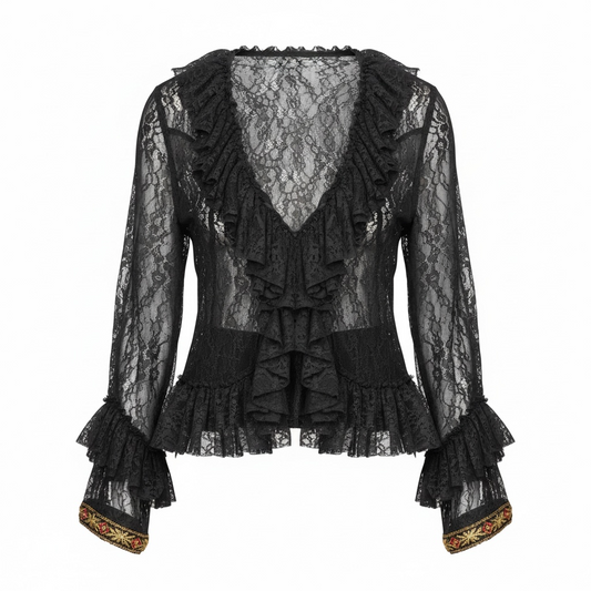 Blouse à volants en dentelle.