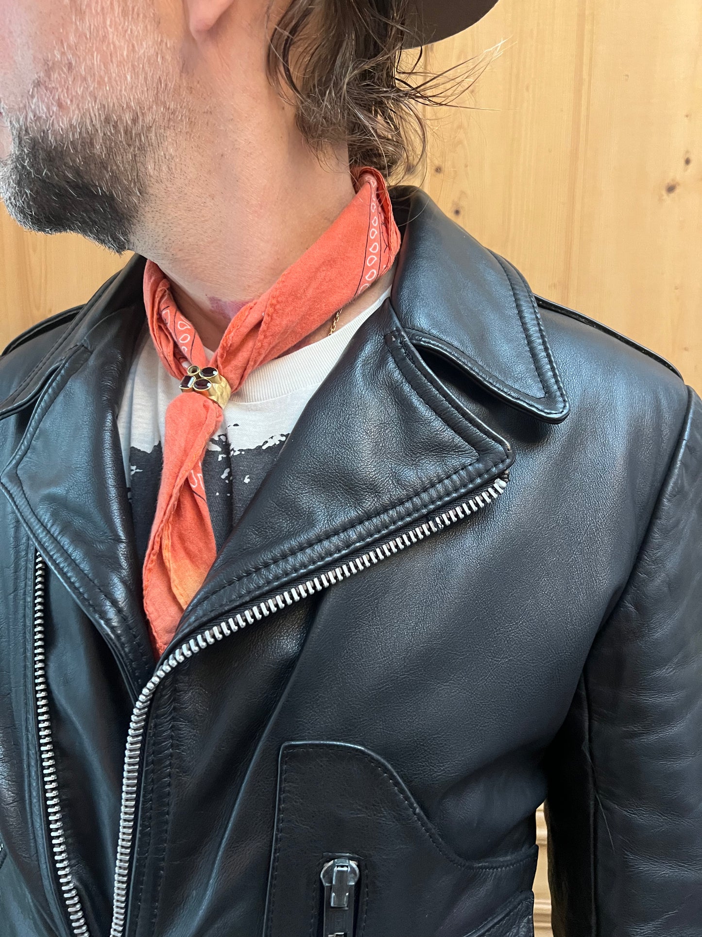 Superbe blouson cuir noir vintage unisexe D pocket
