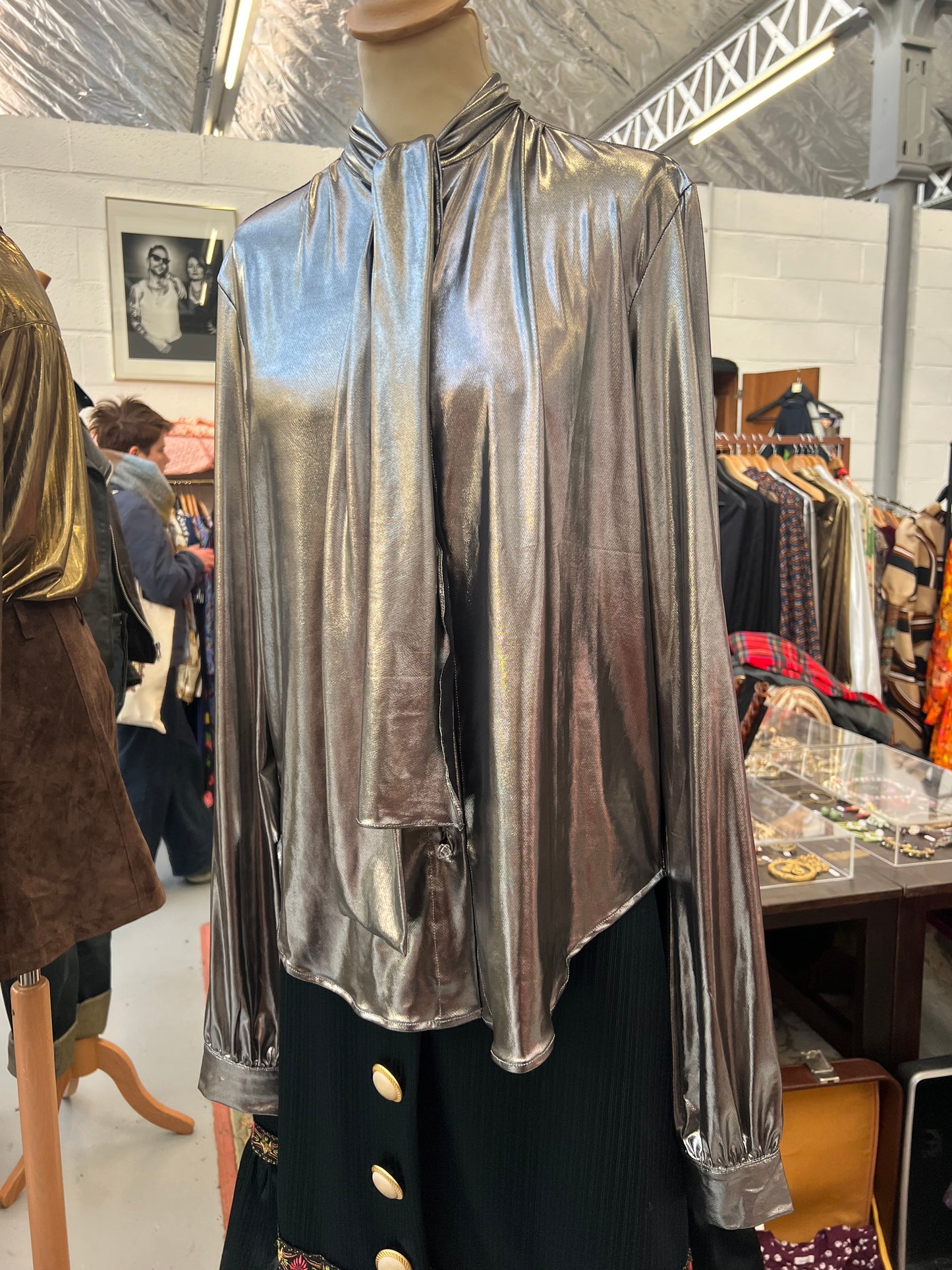 Silver lavallière blouse