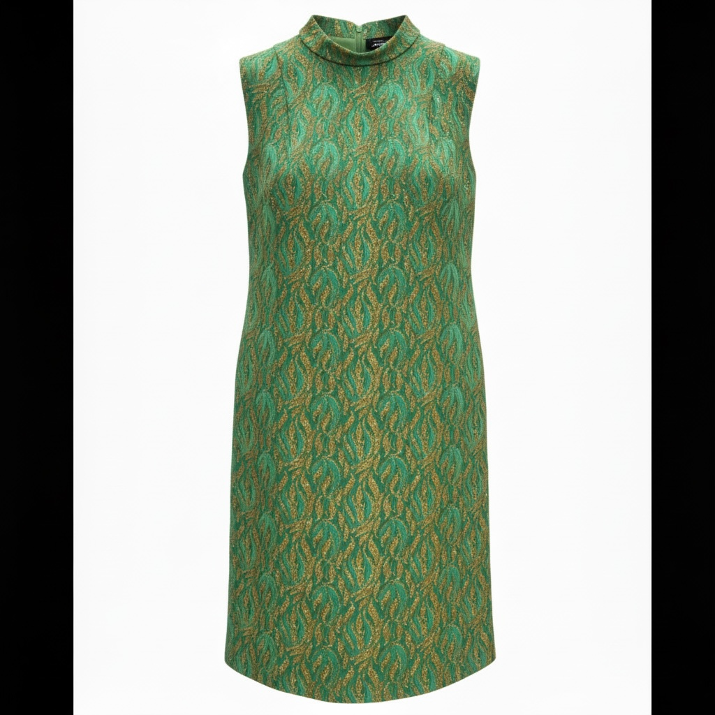 Robe 60s brocard vert et or