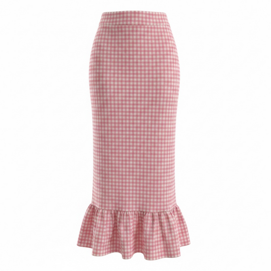 Malo jupe crayon vichy rose