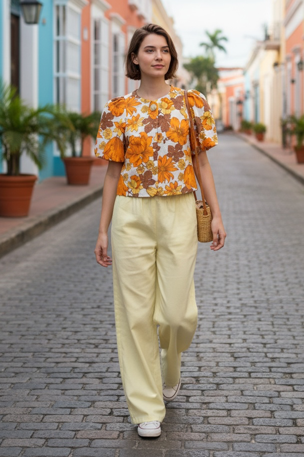 Veste manches ballon orange