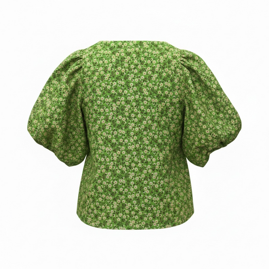 Veste manches ballon fleurs
