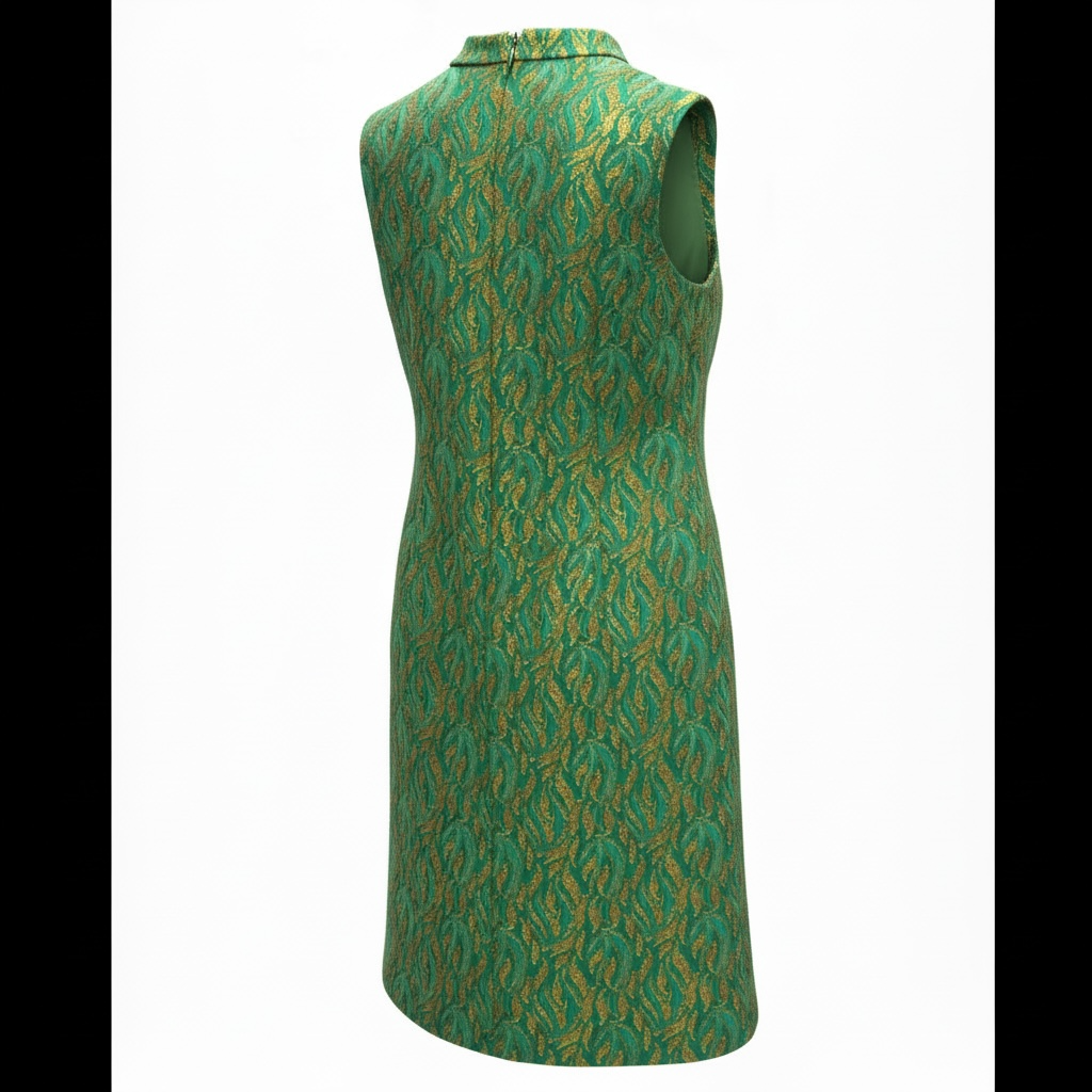 Robe 60s brocard vert et or
