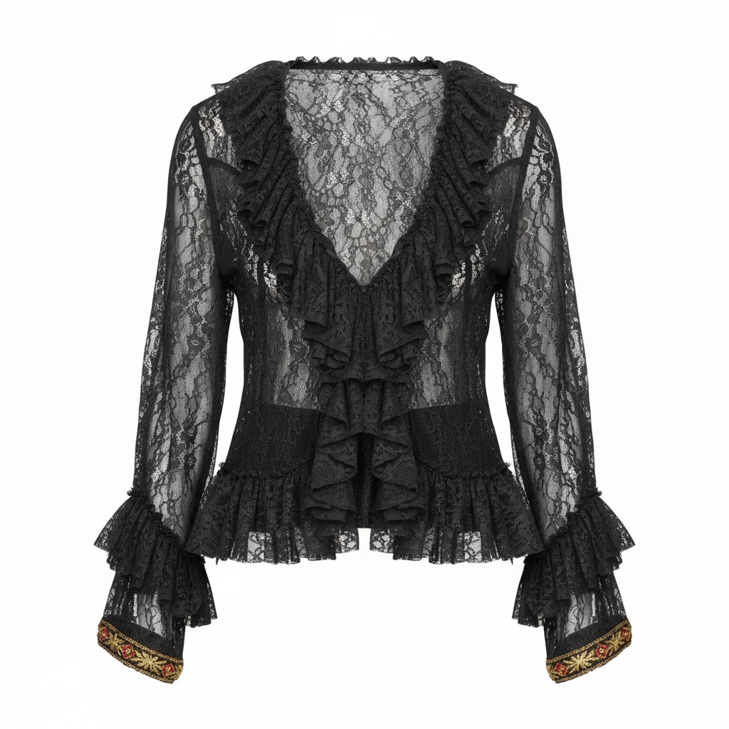 Blouse à volants en dentelle.