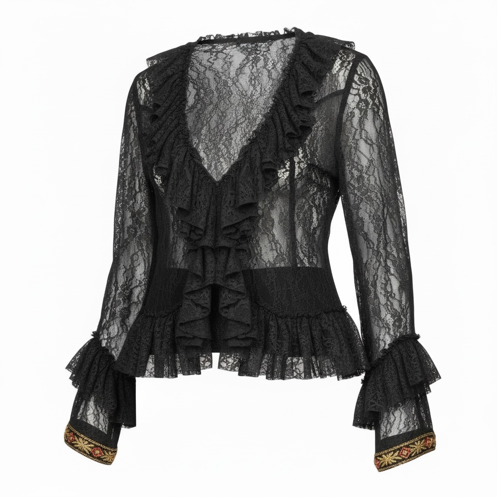 Blouse à volants en dentelle.