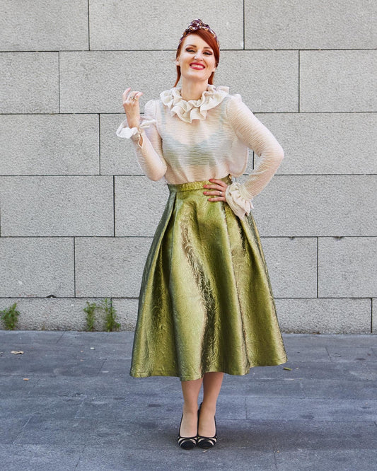 Theda Bara jupe midi vert amande